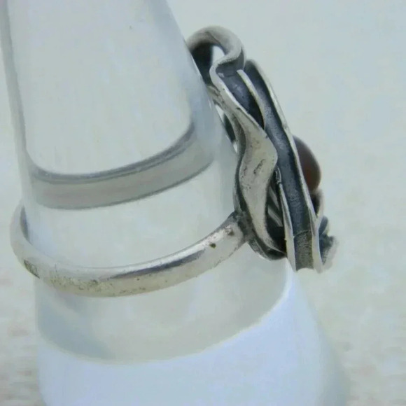 .925 Sterling Silver POLAND J Baltic Amber Modern - Picture 3 of 5